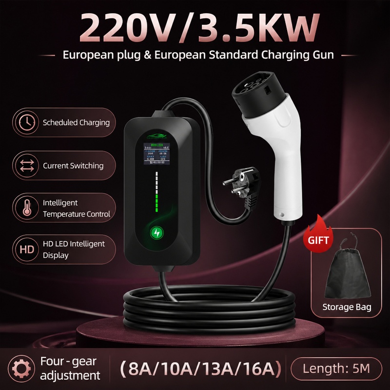 Portable Ev Charger - ROMADA 3.5KW Eletric Vehicle Charger Type2