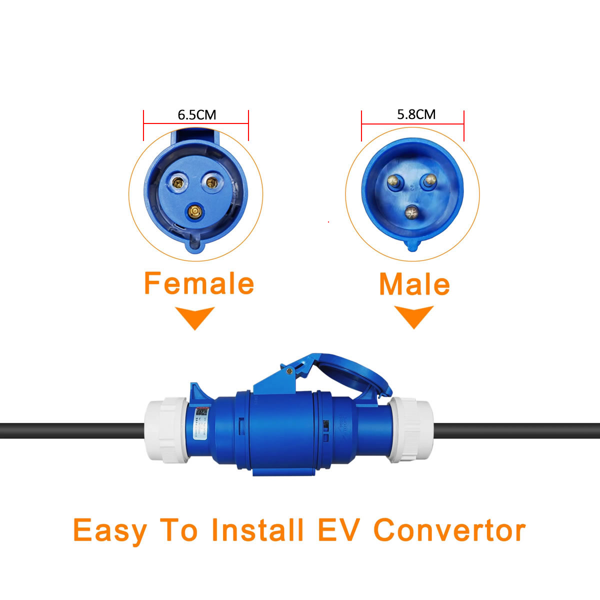 32A Blue CEE Socket to 16A EU  - Ev Charger Adapter review and price
