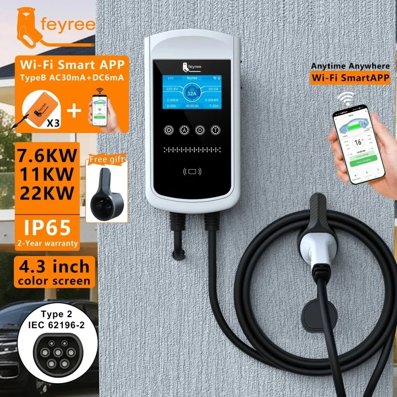 Feyree Type2 EV Charger 32A 7. - Home Ev Charger review and price